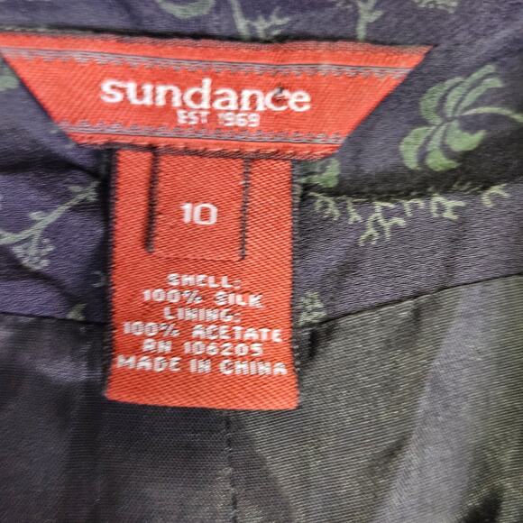 Sundance Womens 10 Silk Floral Maxi Dress Retro Botanical Palm Tree Belted Green - Picture 15 of 16